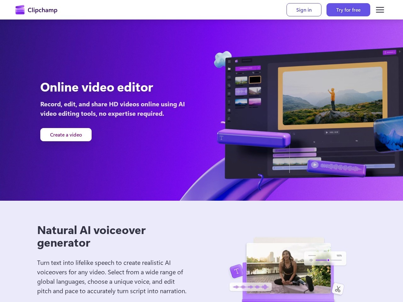 Clipchamp AI旁白生成器
